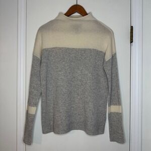 Tahari Pure Luxe 100% Cashmere Color Block Mock Neck Sweater Small